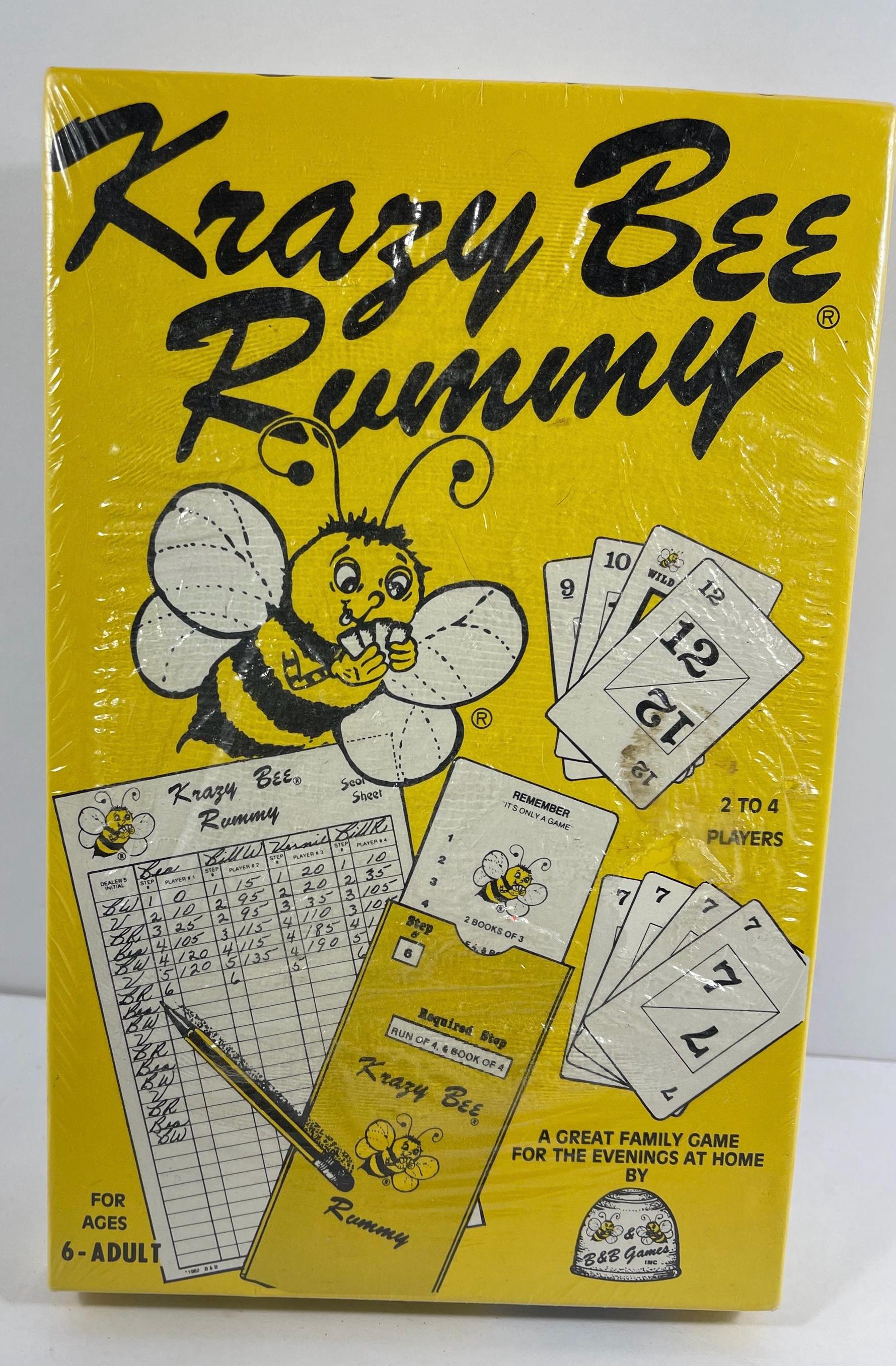 Classic Vintage Krazy Bee Rummy Family Card Game Unopened, New in
