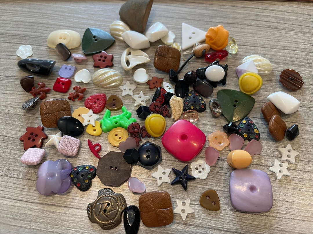 Fun Shaped Buttons - Approximately 100 Buttons - Lots of Sizes and ...
