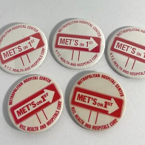 Five Metropolitan Hospital Center - NYC Hospitals Pins / Buttons