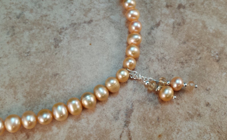 Genuine Pearl & Birthstone Necklace NOVEMBER image 1