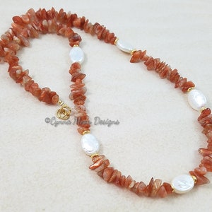 Sunstone & Pearl Necklace