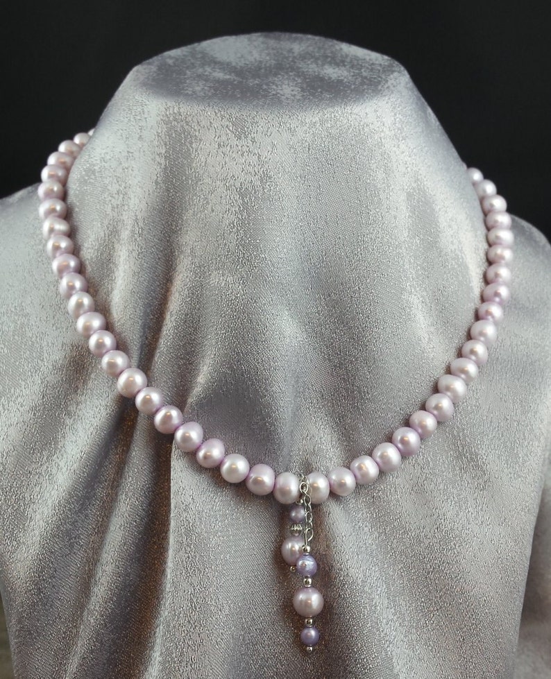 Genuine Pearl & Birthstone Necklace NOVEMBER image 4