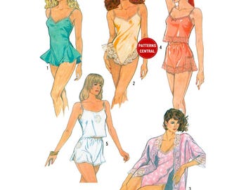 Simplicity 8393 Kimono, Tap Shorts, Bias Camisole and Teddy, Cut, Complete or Uncut, Factory Folded Sewing Pattern Bust 32.5-36 (83-92 cm)