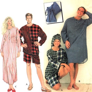 Simplicity 9291 Unisex Sleepwear: Pajamas, Nightshirt, Nightcap and Bag, Uncut, Factory Folded Sewing Pattern Size 42-48