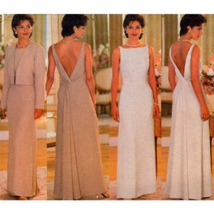 Butterick 5306 Nicole Miller Evening Dress with Deep V-Back and Jacket, Uncut, Factory Folded Sewing Pattern Size 12-16