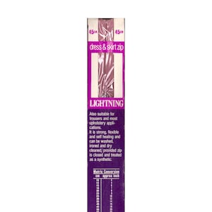 Vintage 1970&#39;s Lightning Nylon Dusty Pink Zipper 18&quot; (45 cm) long Unused in Original Packaging, Made in Australia