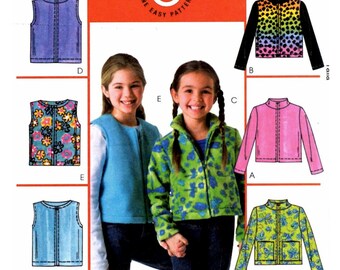 McCall's 4553 Child's Jackets and Vests with Front Zipper, Optional Pockets, Uncut, Factory Folded Sewing Pattern Size 3-6