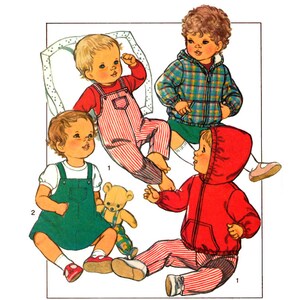 Style 3932 Babies' Lined Anorak, Dungarees and Pinafore, Uncut, Factory Folded, Sewing Pattern Size 18 Months