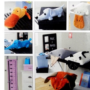 Burda 7754 Children&#39;s Stuffed Animals, Cushions & Wall Mounted Measuring Tape/Growth Chart Uncut, Factory Folded, Sewing Pattern