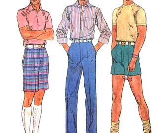 Simplicity 7671 Men&#39;s Straight Leg Pants, Bermuda Length Pants and Shorts, Uncut, Factory Folded Sewing Pattern Size 36 or 44