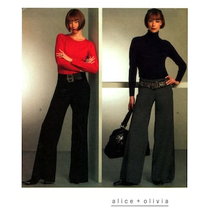 Vogue American Designer 1059 Alice + Olivia Flared Pants with Waist Yoke, Uncut, Factory Folded Sewing Pattern Multi Size 4-6-8-10
