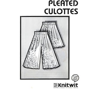 Knitwit 401 Pleated Culottes in Two Lengths with Side Pockets, Uncut, Factory Folded, Sewing Pattern Multi Plus Size 6-22
