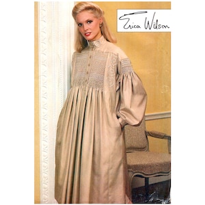 Vogue 8826 Erica Wilson Loose Fitting, Flared Evening Dress or Top with Smocking Detail, Uncut, Sewing Pattern Size 8-18
