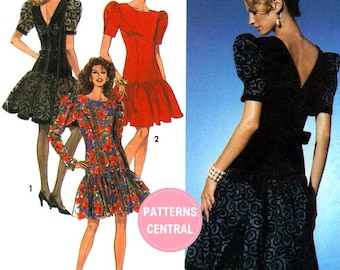 Sewing Pattern: Simplicity 8175 Drop Waist Dress with V-Back Neckline, Uncut, Factory Folded, Bust 40-44 (102-112 cm)