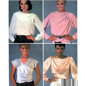 McCall&#39;s 8825 Pullover Blouses with Buttoned or Pleated Left Shoulder and Two Sleeve Lengths, Uncut, Factory Folded Sewing Pattern Size 12