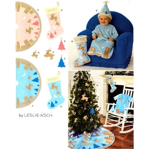 Simplicity 2489 Leslie Asch Christmas Themed Baby Bunting, Hat and Decorations, Uncut, Factory Folded, Sewing Pattern Size XS-L