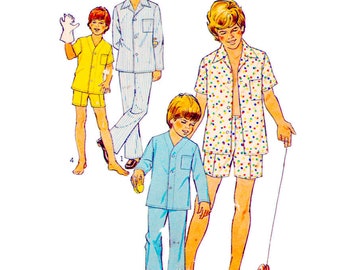 Simplicity 6076 Boys' Sleepwear: Long or Short Pyjamas / Pajamas, Uncut, Factory Folded, Sewing Pattern Size 12 Child