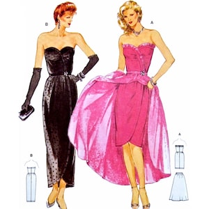 Burda 7137 Evening Wear: Sweetheart Neckline, Strapless Dress with Overskirt, Uncut, Factory Folded, Sewing Pattern Multi Size 34-42