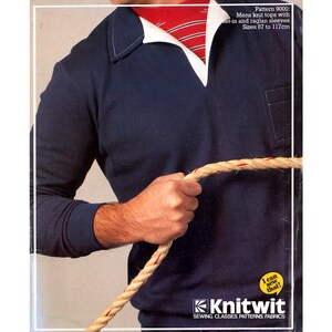 Knitwit 9000 Mens' Tops with Set-In or Raglan, Long or Short Sleeves and Collar Variations, U/C, F/F, Sewing Pattern Multi Size 87-117