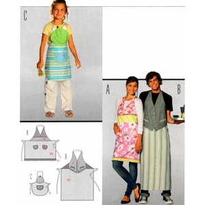 Burda Style 7411 Unisex Adult and Child Long and Short Aprons Uncut, Factory Folded, Sewing Pattern Multi Sizes