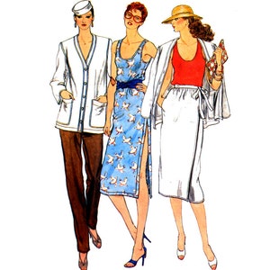 Vogue 7389 Jacket, Dress or T-Shirt, Wrap Skirt and Pants, Uncut, Factory Folded Sewing Pattern Size 10