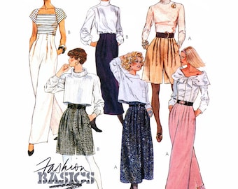 McCall's 4007 Front Pleated, Wide Leg Pants and Shorts with Waistband Variations, Uncut, Factory Folded Sewing Pattern Size 12