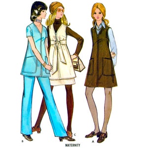 Butterick 5975 Maternity Wear: A-line Jumper or Tunic, Skirt and Pants, Uncut, Factory Folded Sewing Pattern Size 10