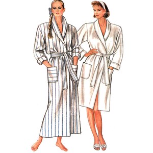 New Look 6907 Shawl Collar Wrap Robe or Dressing Gown in Two Lengths and Tie Belt, Cut, Complete Sewing Pattern Size 8-14