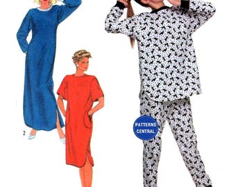 Simplicity 9354 Easy Nightgown in Two Lengths and Pajamas, Uncut, Factory Folded Sewing Pattern Bust 36-38 (92-97 cm)