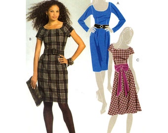 McCall's 5466 Dress with Straight or A-Line Skirt and Sleeve Variations, Uncut, Factory Folded, Sewing Pattern Size 4-12 or 12-18
