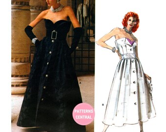 Vogue 1653 Strapless, Fit and Flare Dress in Two Lengths, Uncut, Factory Folded, Size 12