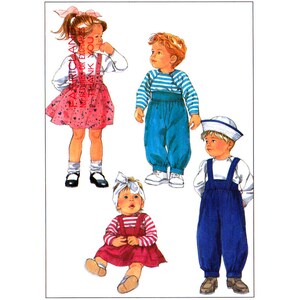 Simplicity 8826 Toddlers' Jumper, Overalls or Pants and Knit Top, Uncut, Factory Folded Sewing Pattern Size 3 child