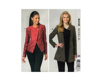 Kwik Sew 4140 Angled Front Edge Jacket in Two Lengths, Uncut, Factory Folded, Sewing Pattern Multi Size 31.5-45