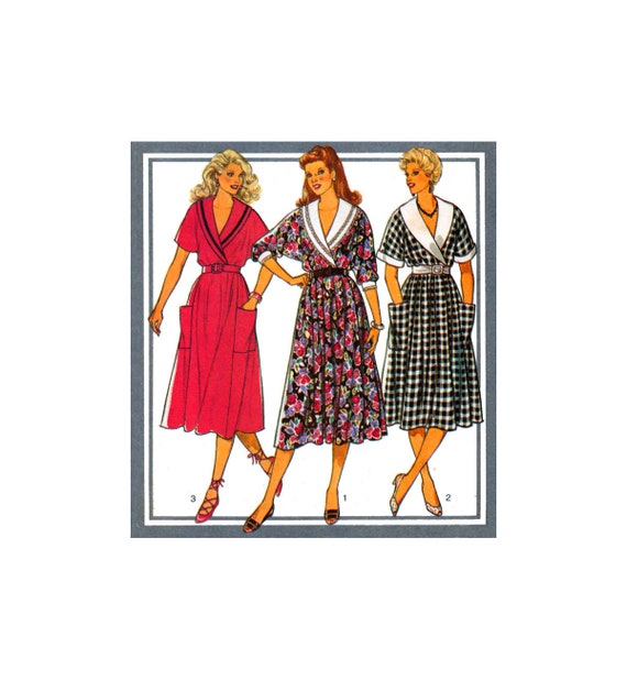 Style 4301 Deep Roll Collar Dress With Tucked Skirt and Mid-length Sleeves, Uncut, Factory Folded Sewing Pattern Size 10 - Etsy Style 4301 Deep Roll Collar Dress With Tucked Skirt and Mid-length Sleeves, Uncut, Factory Folded Sewing Pattern Size 10 - Etsy
