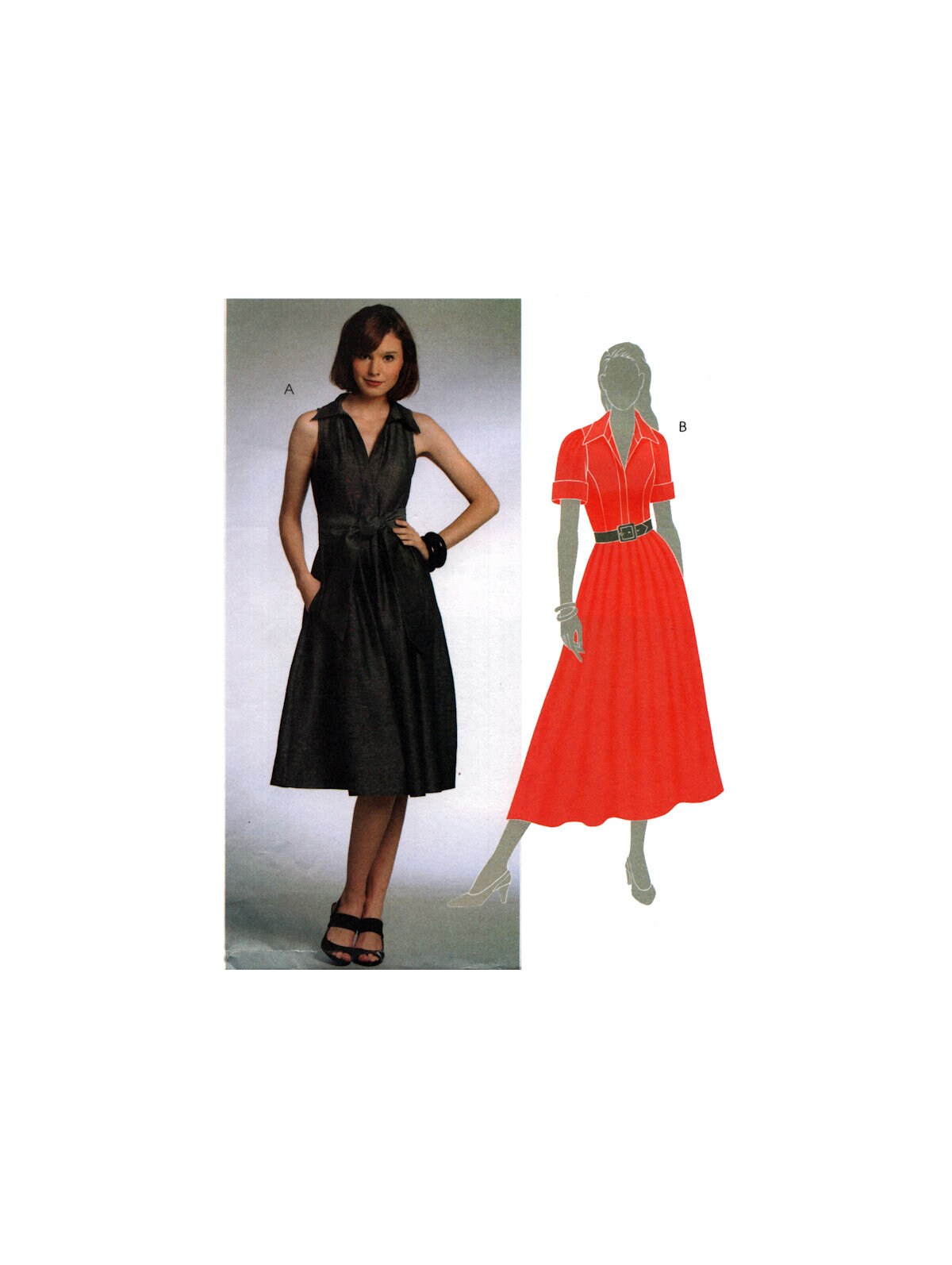 McCall's 5801 Sleeveless or Short Sleeve Shirtdress with Flared Skirt, Uncut, Factory Folded, Sewing Pattern Size 16-22