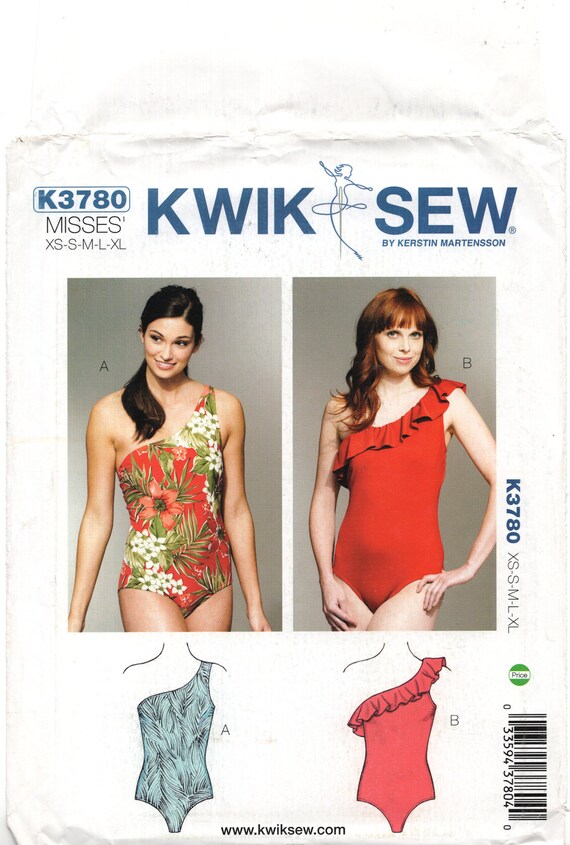 Kwik Sew 3780 One Shoulder Swimsuits With Optional Flounce