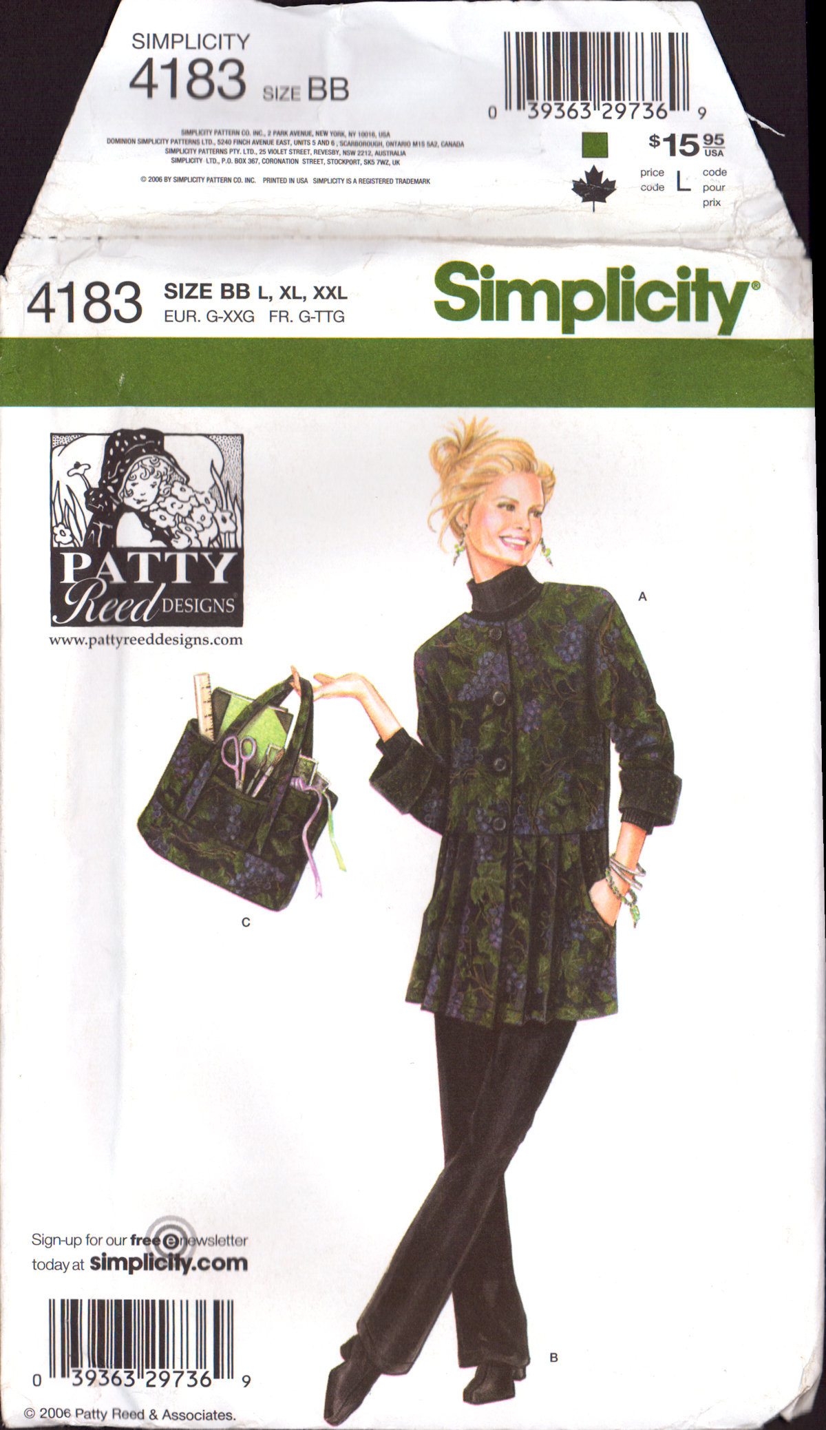 Simplicity 4183 Coat, Pants and Tote Bag Pattern Xsm-medium