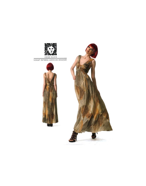 Sewing Pattern: Vogue 1354 Anne Klein Draped Bodice Maxi Dress, Uncut,  Factory Folded, Size 6-14 - Etsy