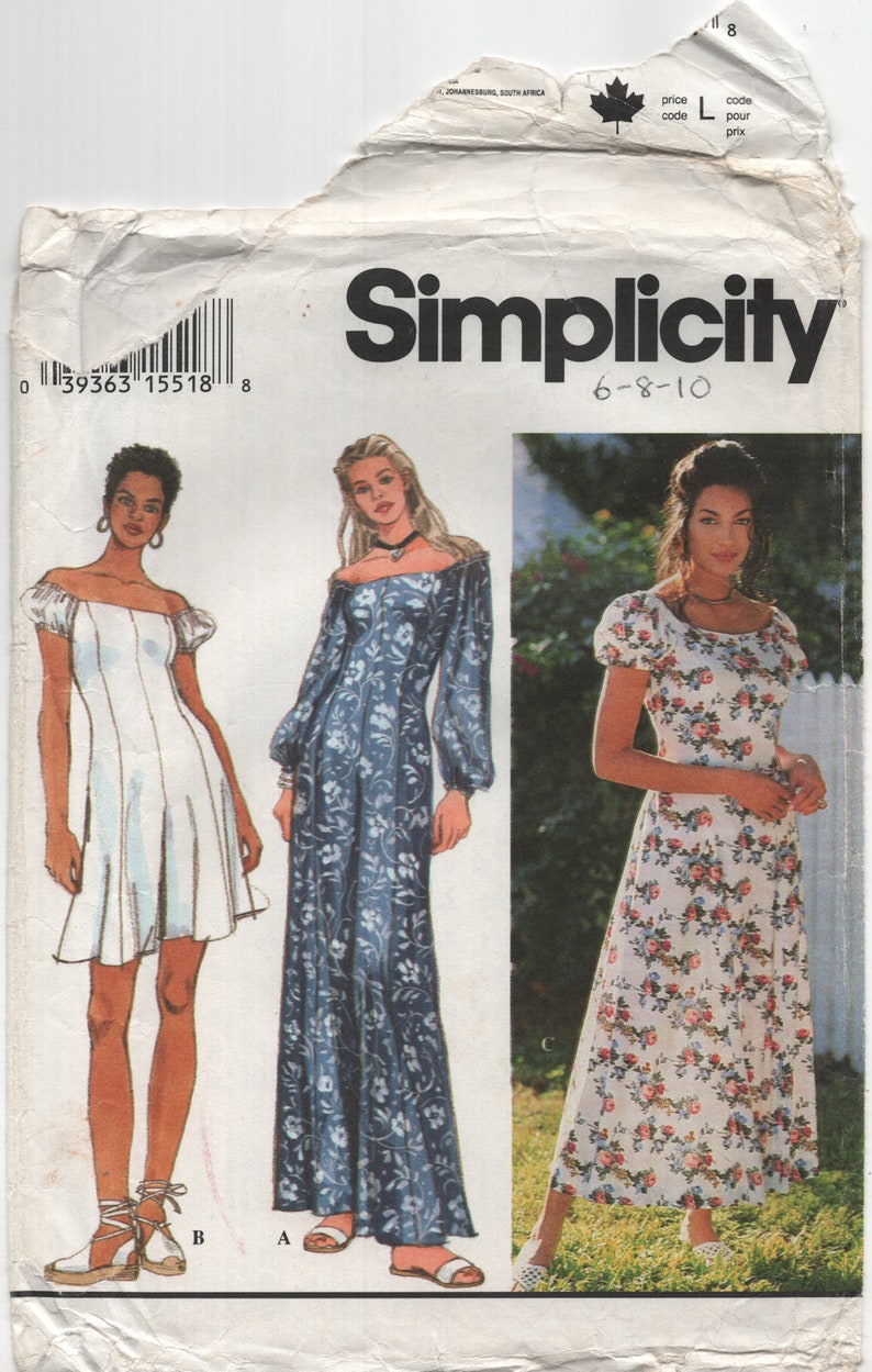Simplicity 9040 Princess Seam off the Shoulder Dress or Jumpsuit, Uncut ...