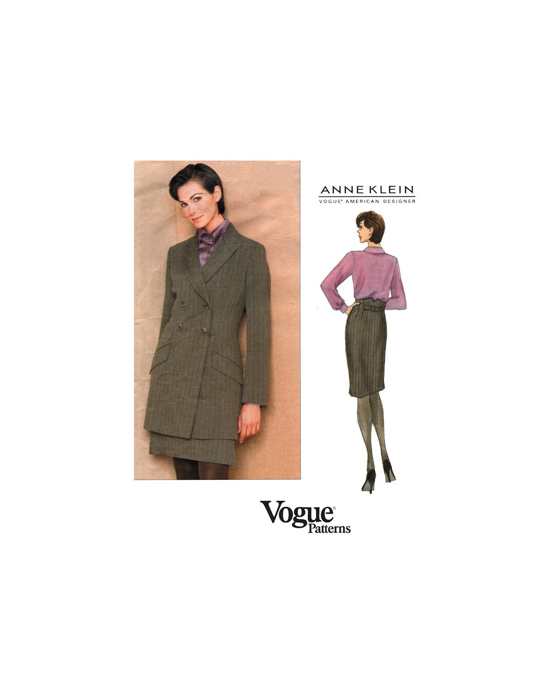 Vogue 1658 Anne Klein A-line Jacket and High Waist Skirt, Uncut