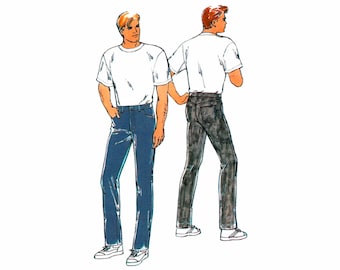 Kwik Sew 2123 Classic Men's Jeans with Fly Zipper, Front and Back Pockets, Uncut, Factory Folded Sewing Pattern Multi Size 28-34