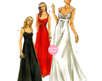 Vogue 8360 Lined, Sleeveless Evening Dress, Cut, Complete Size 6-10, or Uncut, Factory Folded Size 12-16