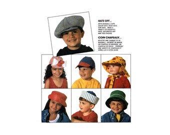 McCall's 6210 Hats for Kids: Beret, Baseball Cap, Sailor Hat, Sun Hat, Uncut, Factory Folded or Cut, Complete, Sewing Pattern Multi Size