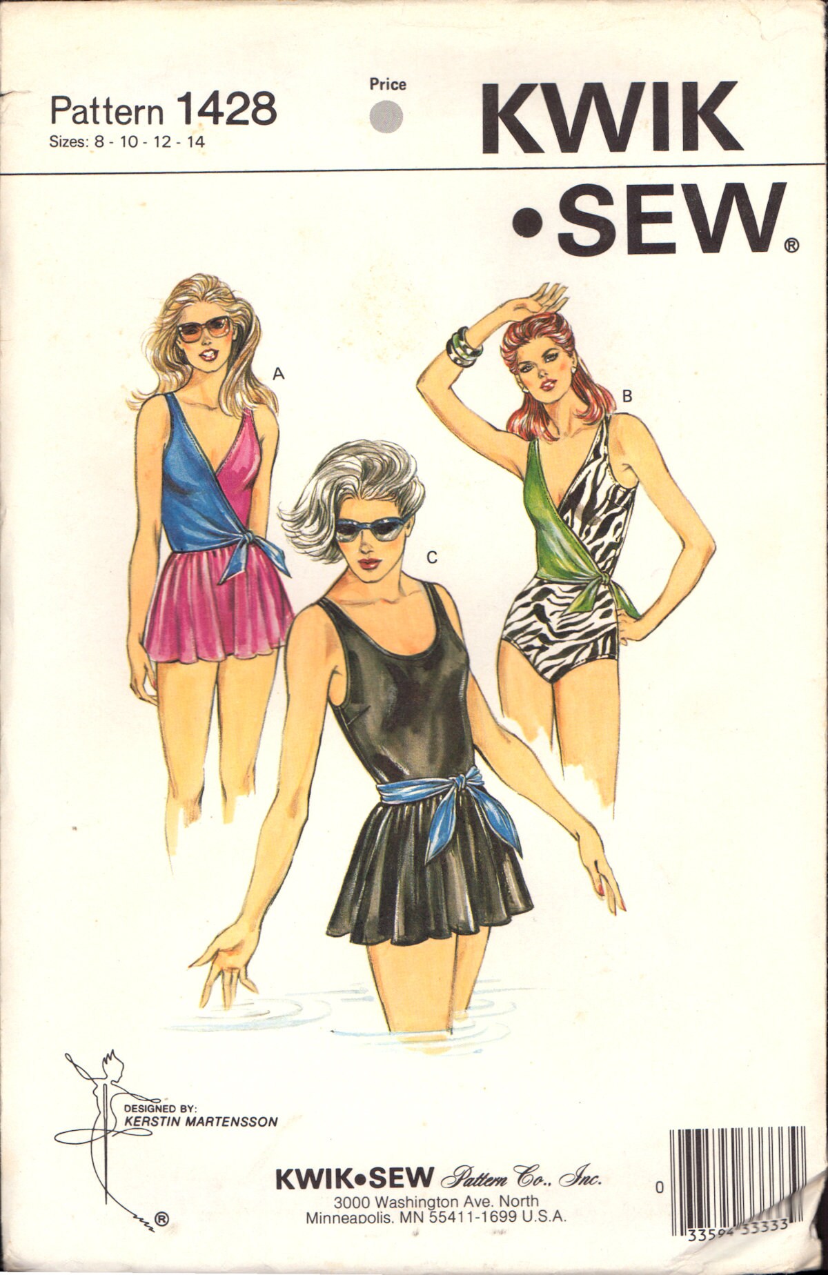 Kwik Sew 1428 Womens' One Piece Swimwear in Three Styles