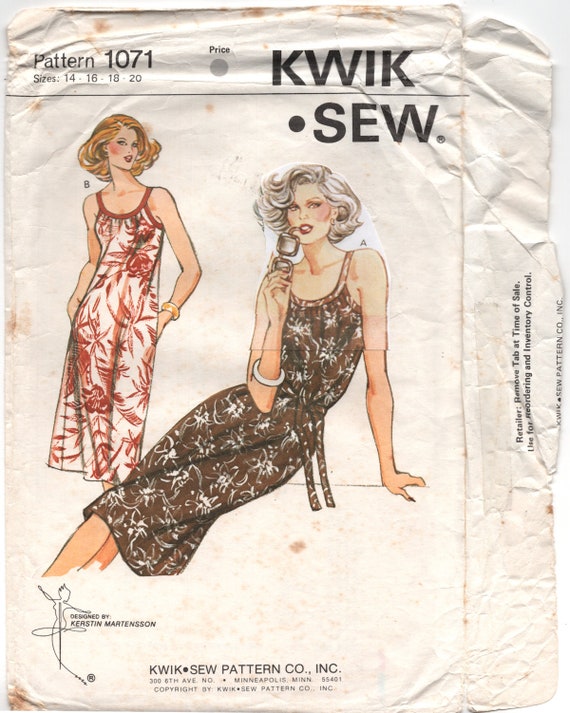 Kwik Sew 1071 Sundress With Shaped Neckband With Optional Tie Belt