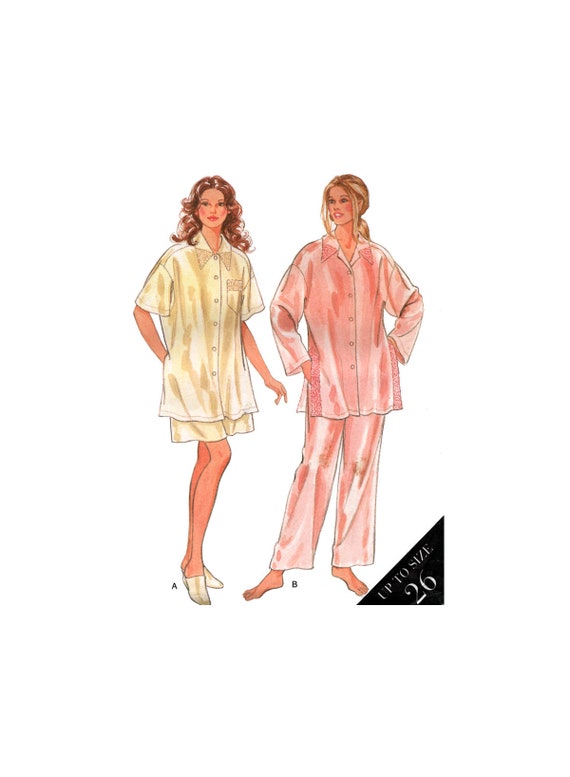 New Look 6302 Loose Fitting Pajamas pyjamas in Short and Long Styles Part Cut Complete Sewing Pattern Multi Plus Size 14 26 Etsy Canada