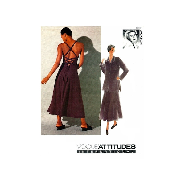 Vogue 1353 Betty Jackson Shirt and Sundress, Uncut, Factory Folded, Sewing Pattern Size 6-10