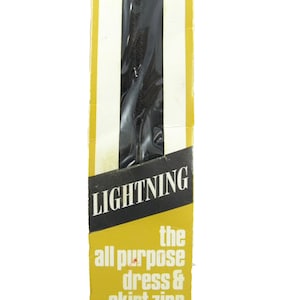 Vintage 1960&#39;s Lightning Nylon Black Zipper 4&quot; (10 cm) long Unused in Original Packaging, Made in Australia