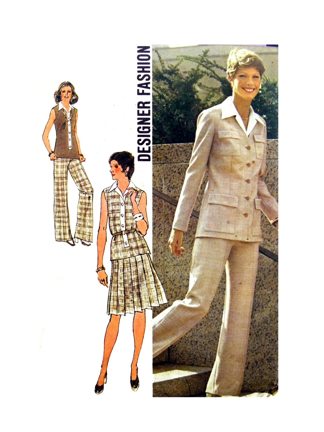 Home Sewing Fashion From 1974 Top Size 10 Free Shipping to USA Skirt Designer Fashion Simplicity 6236 Pattern for Misses/' Cardigan