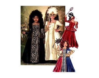 Butterick 4887 Girls' Masquerade Dress with Full Length Gathered Skirt, Uncut, Factory Folded Sewing Pattern Size 6-8
